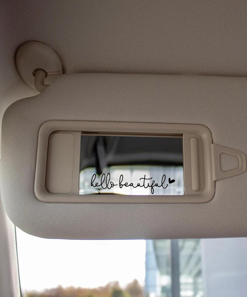 RACOONA Rearview Mirror Decal,Hello Beautiful Decal,Car Accessories Stickers Rearview Mirror Sticker (Black) - Image 4